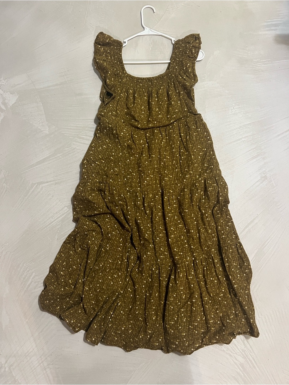 Madewell XXS 100% Cotton Brown Floral Tiered Boho Ruffle Dress